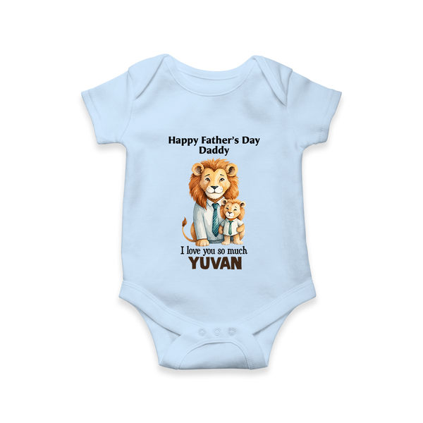 Personalized Infant Romper – My Daddy Is Awesome  Onesie - BABY BLUE - New Born (Chest 14")
