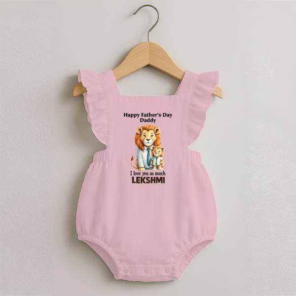 Personalized Infant Romper Frock My Daddy Is Awesome   - BABY PINK - 0 - 3 Months Old (Chest 19")