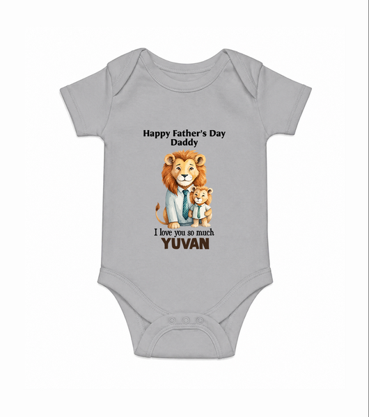 Personalized Infant Romper – My Daddy Is Awesome  Onesie - GREY - New Born (Chest 14")