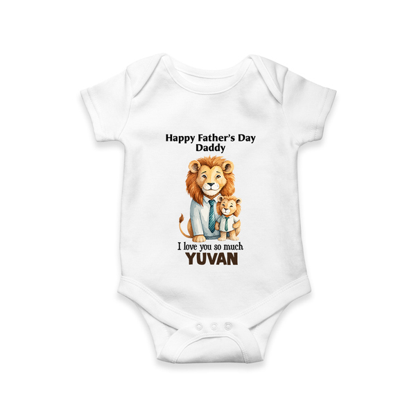 Personalized Infant Romper – My Daddy Is Awesome  Onesie - WHITE - New Born (Chest 14")
