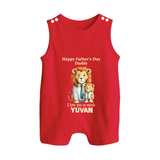 Personalized Infant Button Romper My Daddy Is Awesome   - RED - New Born (Chest 18")