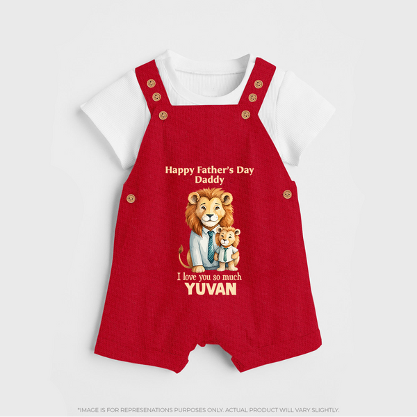 Personalized Infant dungaree My Daddy Is Awesome   - RED - 0 - 5 Months Old (Chest 18")