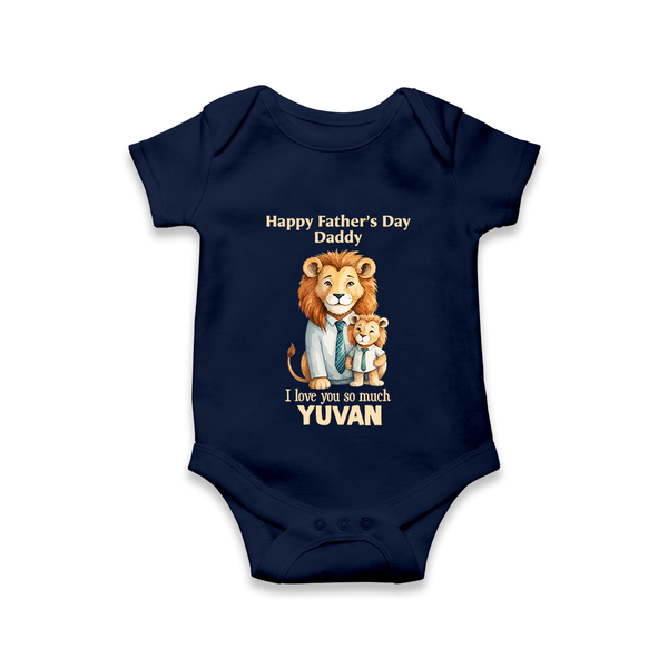 Personalized Infant Romper – My Daddy Is Awesome  Onesie - NAVY BLUE - New Born (Chest 14")