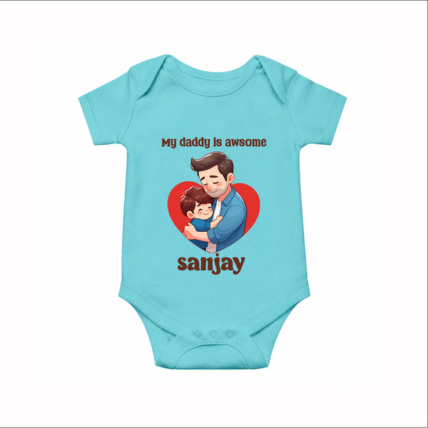 Personalized My Daddy Is Awesome White Romper – Custom Name Father’s Day Gift