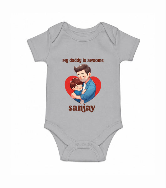 Personalized My Daddy Is Awesome White Romper – Custom Name Father’s Day Gift