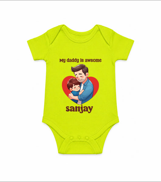 Personalized My Daddy Is Awesome White Romper – Custom Name Father’s Day Gift