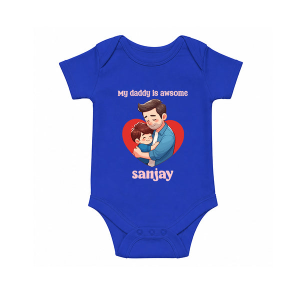 Personalized My Daddy Is Awesome White Romper – Custom Name Father’s Day Gift
