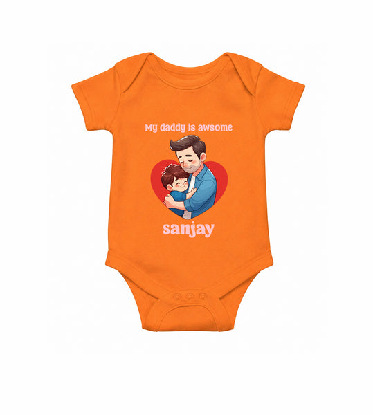 Personalized My Daddy Is Awesome White Romper – Custom Name Father’s Day Gift