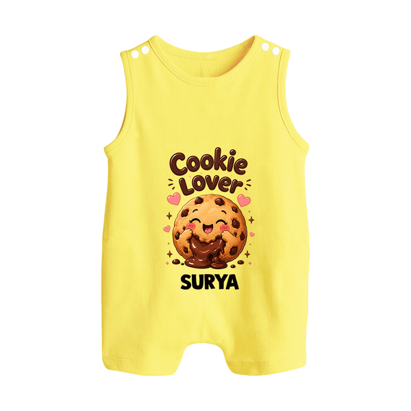 Cookie Lover Cute Foodie Button Romper - PASTEL YELLOW - New Born (Chest 18")