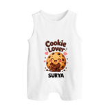 Cookie Lover Cute Foodie Button Romper - WHITE - New Born (Chest 18")