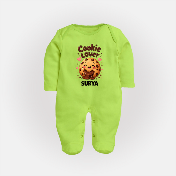 Cookie Lover Cute Foodie Full body suit - LIME GREEN - New Born (Chest 7.5")