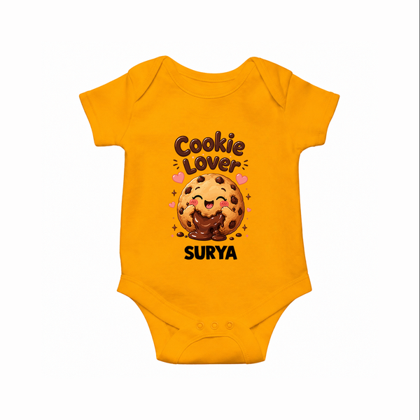 Cookie Lover Cute Foodie Romper - CHROME YELLOW - New Born (Chest 14")
