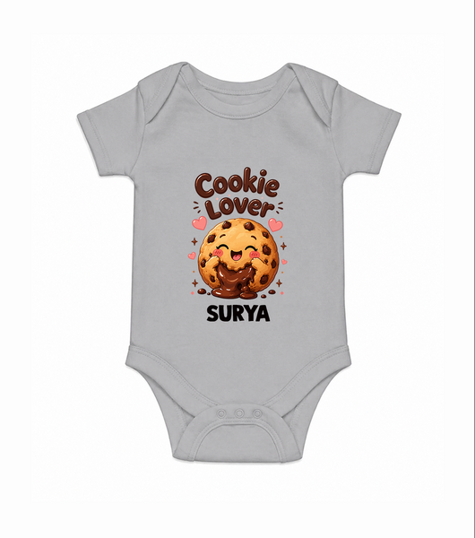 Cookie Lover Cute Foodie Romper - GREY - New Born (Chest 14")