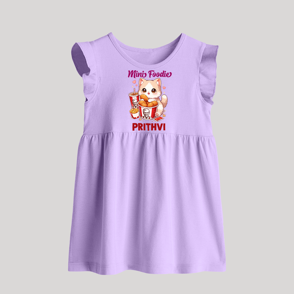 Mini Foodie Cat Lover Baby Frock - LILAC - 0 - 3 Months Old (Chest 17")