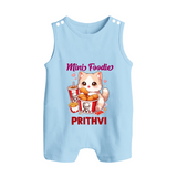 Mini Foodie Cat Lover Button Romper - BABY BLUE - New Born (Chest 18")