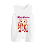 Mini Foodie Cat Lover Button Romper - WHITE - New Born (Chest 18")