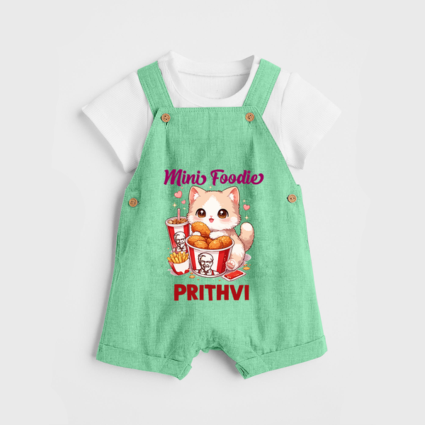 Mini Foodie Cat Lover Dungaree - GREEN - 0 - 5 Months Old (Chest 18")