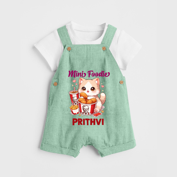 Mini Foodie Cat Lover Dungaree - MINT GREEN - 0 - 5 Months Old (Chest 18")