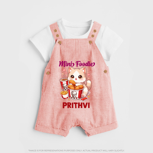 Mini Foodie Cat Lover Dungaree - PEACH - 0 - 5 Months Old (Chest 18")