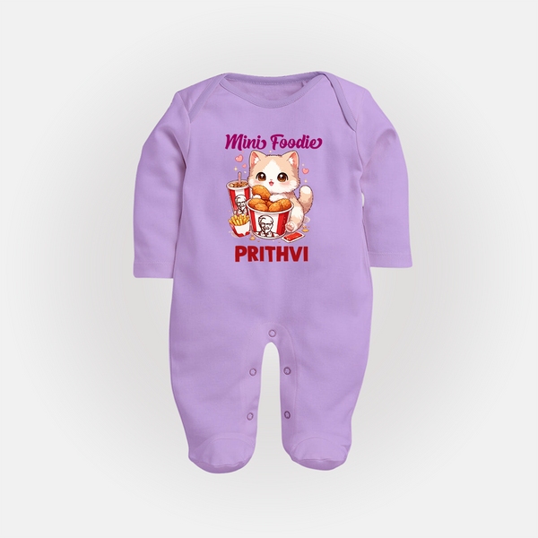 Mini Foodie Cat Lover Full body suit - LILAC - New Born (Chest 7.5")
