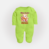 Mini Foodie Cat Lover Full body suit - LIME GREEN - New Born (Chest 7.5")