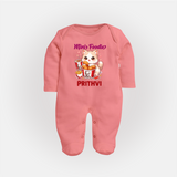 Mini Foodie Cat Lover Full body suit - PEACH - New Born (Chest 7.5")