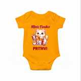 Mini Foodie Cat Lover Romper - CHROME YELLOW - New Born (Chest 14")