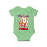 Mini Foodie Cat Lover Romper - GREEN - New Born (Chest 14")