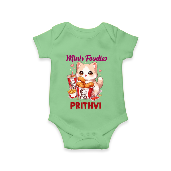 Mini Foodie Cat Lover Romper - GREEN - New Born (Chest 14")