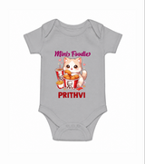 Mini Foodie Cat Lover Romper - GREY - New Born (Chest 14")