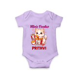 Mini Foodie Cat Lover Romper - LILAC - New Born (Chest 14")