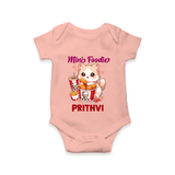 Mini Foodie Cat Lover Romper - PEACH - New Born (Chest 14")