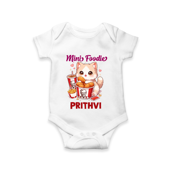 Mini Foodie Cat Lover Romper - WHITE - New Born (Chest 14")