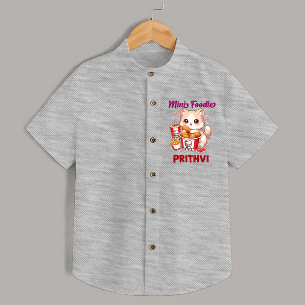 Mini Foodie Cat Lover Shirt - GREY - 0 - 6 Months Old (Chest 23")
