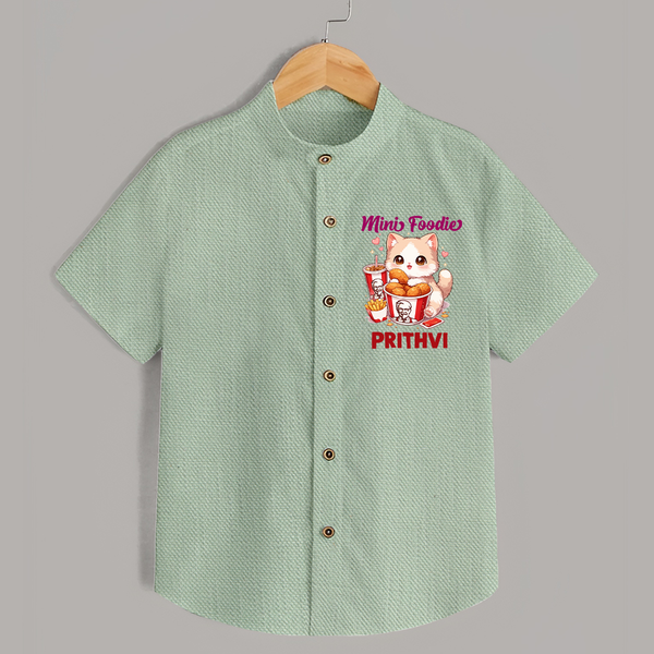 Mini Foodie Cat Lover Shirt - MINT GREEN - 0 - 6 Months Old (Chest 23")