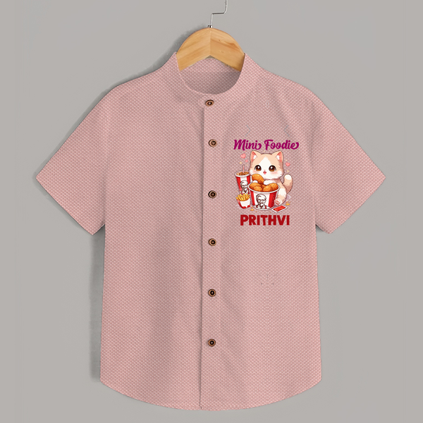 Mini Foodie Cat Lover Shirt - PEACH - 0 - 6 Months Old (Chest 23")