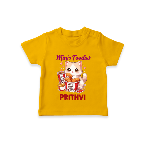 Mini Foodie Cat Lover Tshirt - CHROME YELLOW - 0-5 Months Old (Chest 17")
