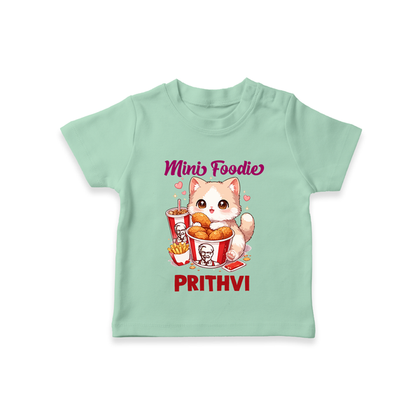 Mini Foodie Cat Lover Tshirt - MINT GREEN - 0-5 Months Old (Chest 17")
