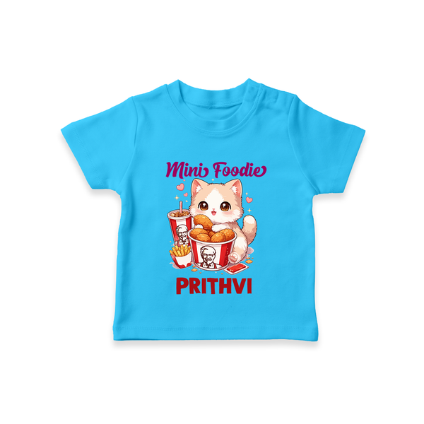 Mini Foodie Cat Lover Tshirt - SKY BLUE - 0-5 Months Old (Chest 17")