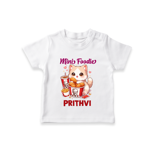 Mini Foodie Cat Lover Tshirt - WHITE - 0-5 Months Old (Chest 17")