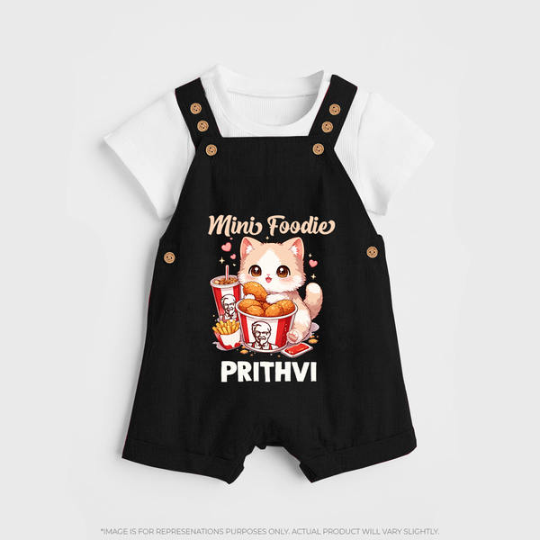 Mini Foodie Cat Lover Dungaree - BLACK - 0 - 5 Months Old (Chest 18")
