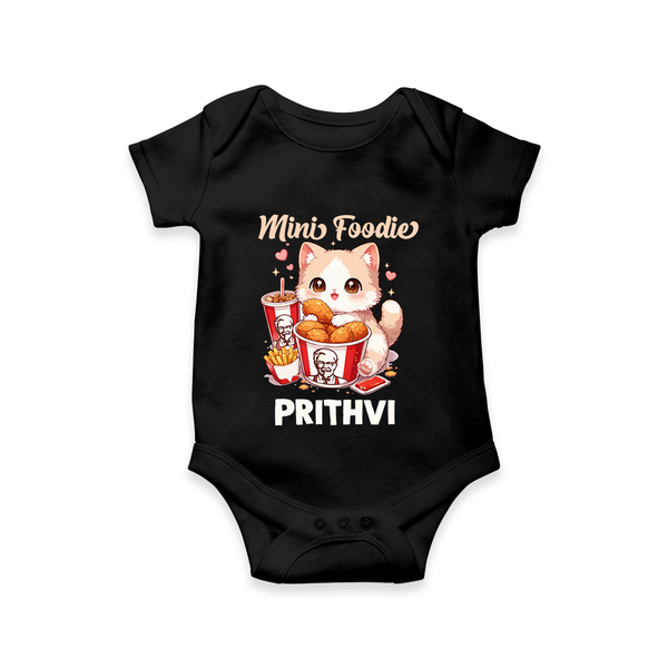 Mini Foodie Cat Lover Romper - BLACK - New Born (Chest 14")