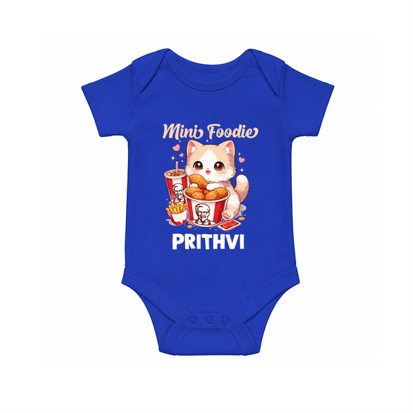 Mini Foodie Cat Lover Romper - COBALT BLUE - New Born (Chest 14")