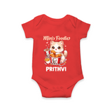 Mini Foodie Cat Lover Romper - RED - New Born (Chest 14")