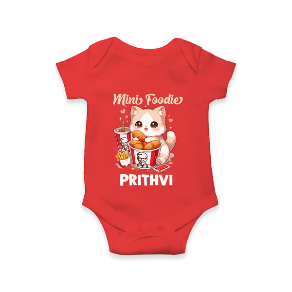 Mini Foodie Cat Lover Romper - RED - New Born (Chest 14")