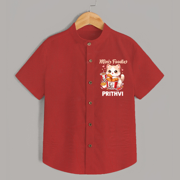 Mini Foodie Cat Lover Shirt - RED - 0 - 6 Months Old (Chest 23")