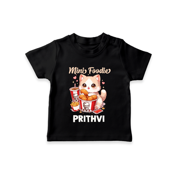 Mini Foodie Cat Lover Tshirt - BLACK - 0-5 Months Old (Chest 17")