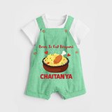 Born To Eat Biryani Dungaree - GREEN - 0 - 5 Months Old (Chest 18")