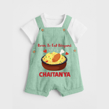 Born To Eat Biryani Dungaree - MINT GREEN - 0 - 5 Months Old (Chest 18")