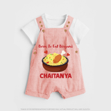 Born To Eat Biryani Dungaree - PEACH - 0 - 5 Months Old (Chest 18")